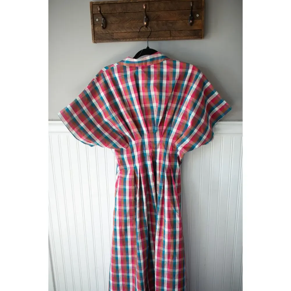 Anthropologie The Tobie Button-Front Pleated Shirt Dress by Exquise XS Plaid - Picture 3 of 4